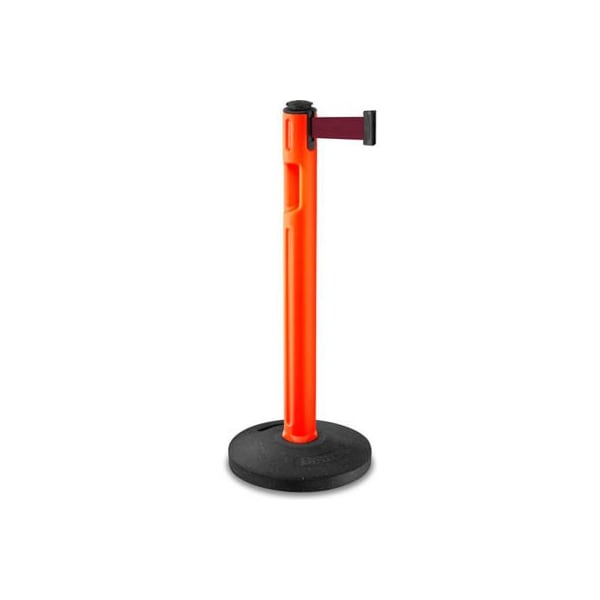 Lavi Industries Lavi Industries Tempest Retractable Belt Barrier, 38-1/4" Orange Post, 12' Burgundy Belt 80-5000R/OR/BY - main
